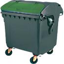 Contenedor de residuos MGB 1100 RD, plástico, tapa redonda, 1100 l, negro-verde