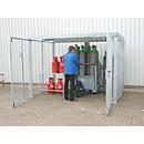Contenedor para bombonas de gas, para uso exterior, sin techo, con puerta de doble hoja, galvanizado en caliente, para 104 bombonas