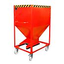 Conteneur à bascule SR-D 600, charge max. 600 kg, avec roulettes et fermeture à glissière, L 780 x H 1610 mm, acier, rouge flamme RAL 3000