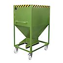 Conteneur à bascule SR-D 600, charge max. 600 kg, avec roulettes et fermeture à glissière, L 780 x H 1610 mm, acier, vert réséda RAL 6011