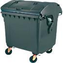 Conteneur à déchets MGB 1100 RD - plastique - couvercle rond - L 1350 x P 1115 x H 1470 mm - 1100L - anthracite