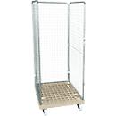 Conteneur à grille 3 côtés, 1600 sur conteneur sur roulettes en plastique, gris RAL 7032