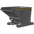 Conteneur basculant automatique Bauer type 4A 1200, 3 points de déclenchement, système de roulement, capacité 1,2 m³, jusqu'à 1500 kg, gris souris RAL 7005