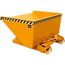 Conteneur basculant automatique Bauer type 4A 900, 3 points de déclenchement, système de roulement, capacité 0,9 m³, jusqu'à 1000 kg, jaune-orange RAL 2000