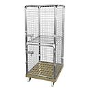 Conteneur mobile 1600 avec 2 côtés fermés - antivol - cadre mobile en plastique - capacité de charge 500 kg - galvanisé - gris silex RAL 7032