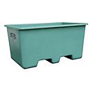 Conteneur rectangulaire Cemo, plastique renforcé de fibres de verre (PRV), vert, L 1190 x l 790 x H 600 mm, hauteur 400 l, avec poches pour chariot élévateur