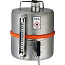 Conteneur sur pied de sécurité, en inox, robinet et indicateur de niveau de remplissage, 10 L, ø 260 x H 350 mm