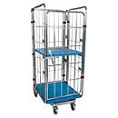 Conteneur sur roulettes emboitable, 4 côtés, 1 tablette intermédiaire