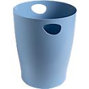Corbeille à papier Biella Ecobin Bee Blue, volume 15 l, avec poignées, sans couvercle, Ange Bleu, Ø 263 x H 335 mm, PP, bleu clair