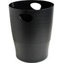 Corbeille à papier Exacompta Ecobin, capacité 15 l, avec poignées, sans couvercle, label « Blauer Engel », Ø 263 x H 335 mm, PP, noir