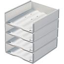 Corbeille porte-produits, format A4, plastique, 4 p., gris