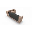 Corner reception desk SPEZIA, W 3655 x D 2055 x H 1130 mm, elm finish/grey leather