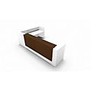 Corner reception desk SPEZIA, W 3655 x D 2055 x H 1130 mm, white/brown leather