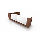 Corner reception desk SPEZIA, W 4055 x D 2455 x H 1130 mm, Canaletto walnut/white