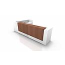 Corner reception desk SPEZIA, W 4055 x D 2455 x H 1130 mm, white/Canaletto walnut