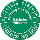 Crachá de teste, aprovação no teste, data do próximo teste 