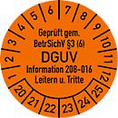 Crachá de teste, testado de acordo com BetrSichV &deg;3 (6) DGUV Information 208- 016 Escadas e degraus