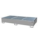 Cubeta colectora BAUER AW 1000-2/PE con rejilla, 2 IBC 1000 l, An 2665 x P 1315 x Al 440 mm, gris