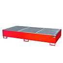 Cubeta colectora BAUER AW 1000-2/PE con rejilla, 2 IBC 1000 l, An 2665 x P 1315 x Al 440 mm, rojo