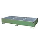 Cubeta colectora BAUER AW 1000-2/PE con rejilla, 2 IBC 1000 l, An 2665 x P 1315 x Al 440 mm, verde