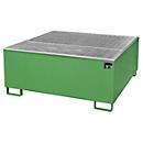 Cubeta colectora BAUER AW 1000/PE con rejilla, IBC 1000 l, An 1475 x P 1475 x Al 625 mm, verde