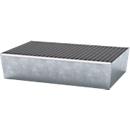 Cubeta colectora de palets ASECOS, acero, con rejilla, volumen de recogida 200 l, An 815 x P 1235 x Al 255 mm, galvanizado