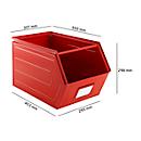 Cubo de almacenamiento abierto Schäfer Shop Select, con barra de transporte, L 550 x An 307 x Al 298 mm, 40 l, 150 kg, acero, RAL 3000 (rojo fuego)