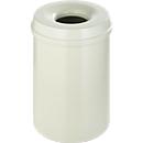 Cubo de basura, para uso interior, volumen 30 l, tapa autoextinguible, Ø 335 x H 470 mm, acero con recubrimiento de polvo, blanco/blanco