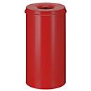 Cubo de basura, para uso interior, volumen 30 l, tapa autoextinguible, Ø 335 x H 470 mm, acero con recubrimiento de polvo, rojo/rojo