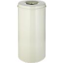 Cubo de basura, para uso interior, volumen 50 l, tapa autoextinguible, Ø 335 x H 625 mm, acero con recubrimiento de polvo, blanco/blanco