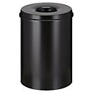 Cubo de basura, para uso interior, volumen 50 l, tapa autoextinguible, Ø 335 x H 625 mm, acero con recubrimiento de polvo, negro/negro