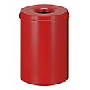 Cubo de basura, para uso interior, volumen 50 l, tapa autoextinguible, Ø 335 x H 625 mm, acero con recubrimiento de polvo, rojo/rojo