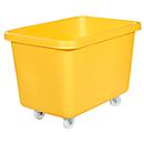 Cubo rectangular, plástico, móvil, L 835 x A 550 mm, 227 L, amarillo