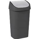 Curver Abfallbehälter Mistral, Swingdeckel, 100% Recycling-Kunststoff, B 400 x T 300 x H 690 mm, 50 Liter, anthrazit/grau