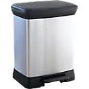 Curver Decobin pedaalemmer, 80 % gerecycled kunststof, metaallook, B 390 x D 290 x H 510 mm, 30 liter, zilver/zwart
