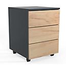 Dalosa mobile pedestal, 3 handleless drawers, W 390 x D 450 x H 550 mm, wood, anthracite/honey oak