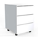 Dalosa mobile pedestal, 3 handleless drawers, W 390 x D 450 x H 550 mm, wood, white