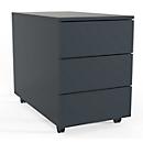 Dalosa mobile pedestal, 3 handleless drawers, W 390 x D 700 x H 550 mm, wood, anthracite