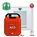 Defibrillator MedX5 HeartSave YA, automatische Schockabgabe, Sprachausgabe DE/EN, IP55, Metall-Wandkasten inkl. Alarm, mit HLW-Feedback-Sensor