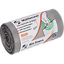 Deiss FIRST PLUS afvalzakken, met handvat, LDPE, 14 µm, grijs, B 500 x H 600 mm, 30 liter, 1800 stuks