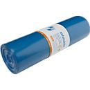 Deiss PREMIUM PLUS® afvalzakken, gerecycled LDPE, scheurvast, B 700 x H 1100 mm, 120 liter, 55 µm, blauw, 250 stuks