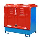 Dépôt de marchandises dangereuses de type GD-B BAUER, acier, L 1460 x l 830 x H 1460 mm, capacité du bac 220 litres, bleu clair RAL 5012