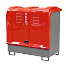 Dépôt de marchandises dangereuses type GD-B BAUER, acier, L 1460 x l 830 x H 1460 mm, capacité du bac 220 litres, gris souris RAL 7005