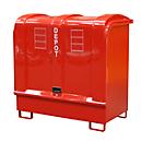 Dépôt de marchandises dangereuses type GD-B BAUER, acier, L 1460 x l 830 x H 1460 mm, volume du bac 220 litres, rouge feu RAL 3000