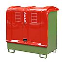 Dépôt de marchandises dangereuses type GD-B BAUER, acier, L 1460 x l 830 x H 1460 mm, volume du bac 220 litres, vert réséda RAL 6011