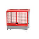 Dépôt de marchandises dangereuses type GD-C BAUER, acier, L 1430 x l 820 x H 1390 mm, serrure à cylindre, capacité du bac 220 I, gris souris RAL 7005