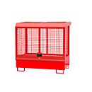Dépôt de marchandises dangereuses type GD-C BAUER, acier, L 1430 x l 820 x H 1390 mm, serrure à cylindre, capacité du puisard 220 I, rouge feu RAL 3000