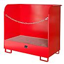 Dépôt de matières dangereuses type GD-A BAUER, acier, L 1420 x l 750 x H 1370 mm, volume du bac 220 litres, rouge feu RAL 3000