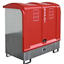 Dépôt de matières dangereuses type GD-B BAUER, acier, L 1460 x l 830 x H 1460 mm, capacité du bac 220 litres, galvanisé à chaud