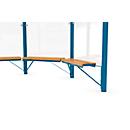 Design zitbank WSM f. Achthoekig paviljoen Paris, L 1000 mm, grenenhout, gepoedercoat staal, gentiaanblauw